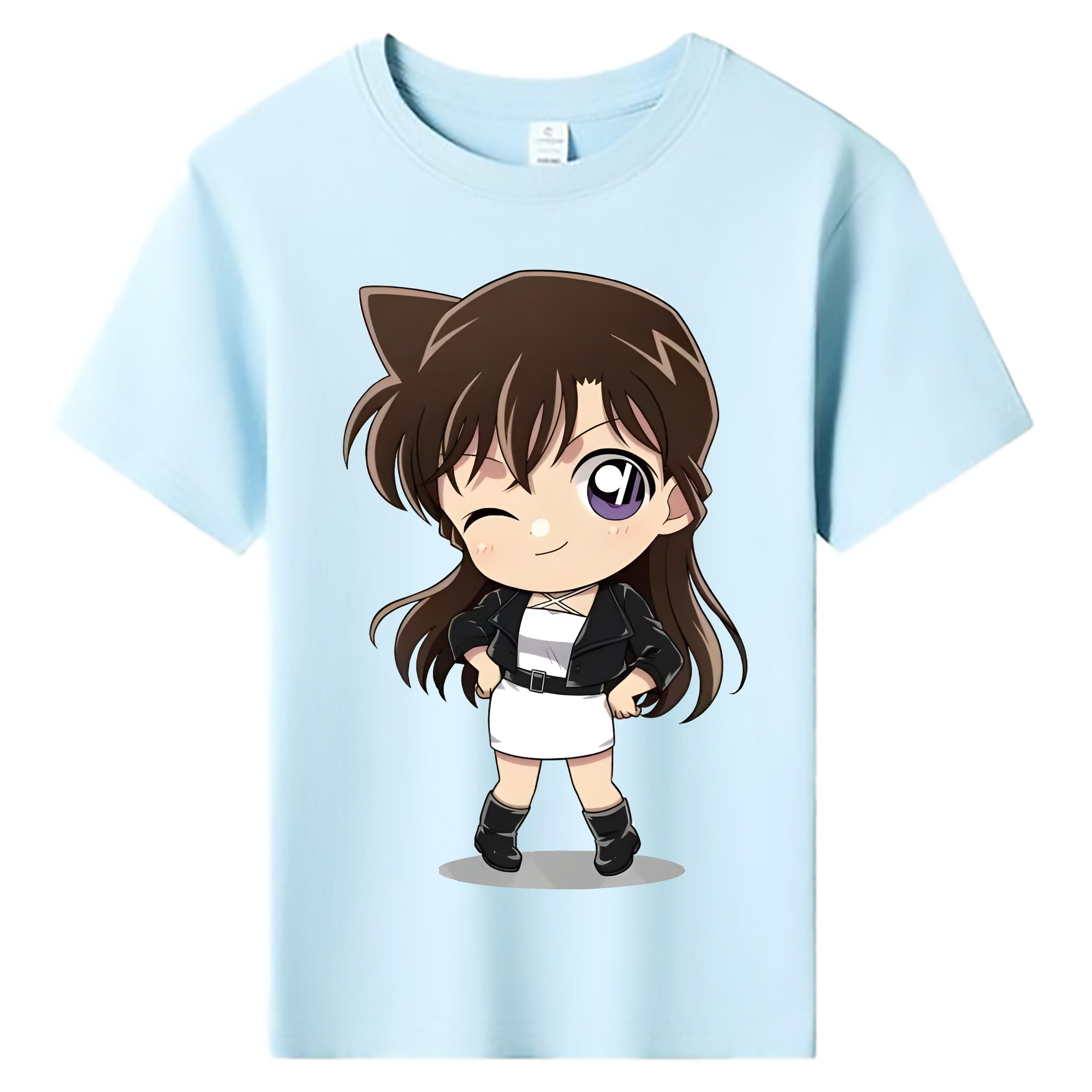 （画像用） 名探偵コナン 毛利 蘭 もうり らん、モーリ ラン Detective Conan Rachel Moore 綿100％キッズTシャツ（フロントプリント）